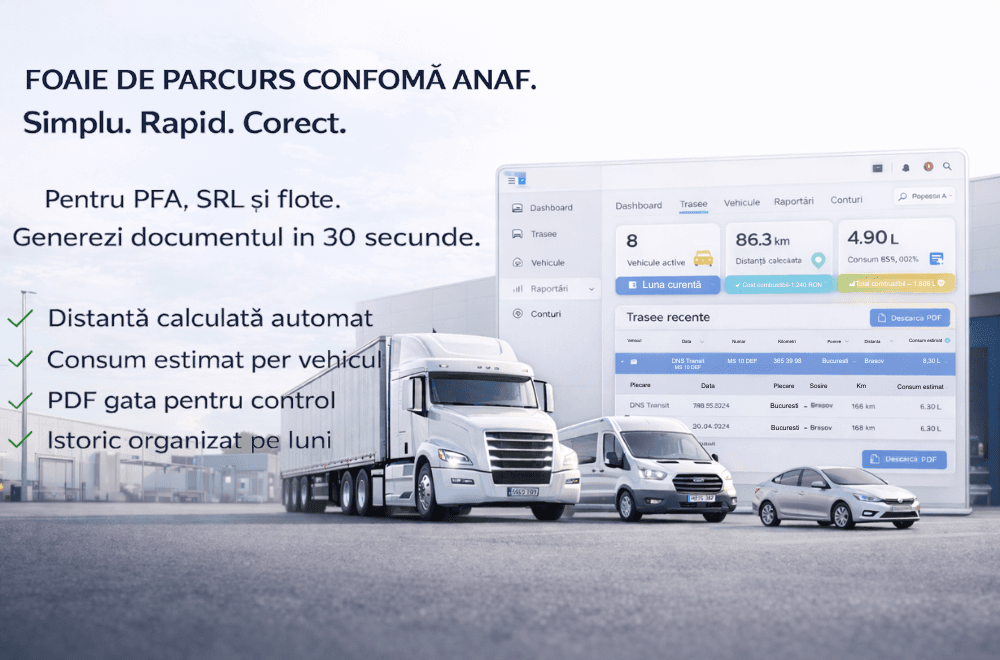 Generator Foaie de Parcurs | Rapoarte 100% Legale și Corecte